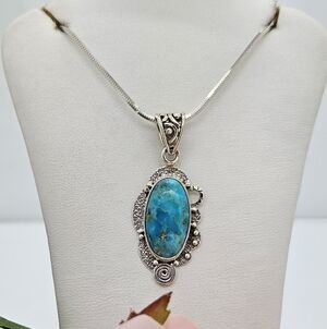 Kingman Turquoise Sterling Silver Pendant with Chain